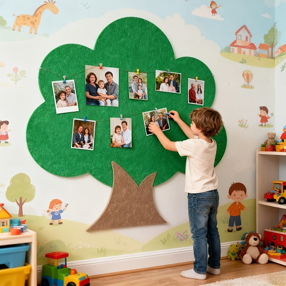 Felt Wall Organizer Tree Shape Memo Board 23.6x23.6 Inch Self-Adhesive - Decorative Felt Board for Home, Office, Kitchen & Bathroom | No Tools Needed Easy Install Wall Decor Bullet - product image 4