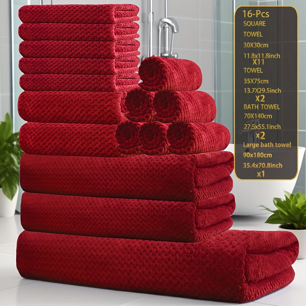 Coral Fleece Bath Towel Set 16 Piece 300GSM - Extra Large Bath Towel Washcloths Square Towels Soft Absorbent Quick Dry | 11 Colors | Hotel Home Travel Spa Gift Complete Bathroom To - product image 10