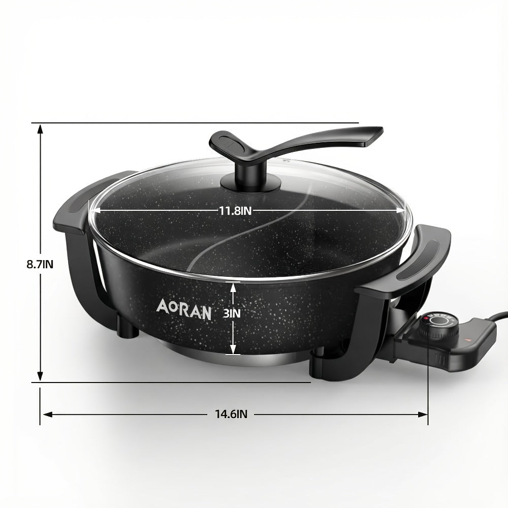 Mandarin Duck Hot Pot Electric – Large Capacity Non-Stick Divided Hot Pot for Steaming, Boiling, Frying & Stewing, Quick Heating, US Plug, Perfect for Family Hot Pot Night - product image 2