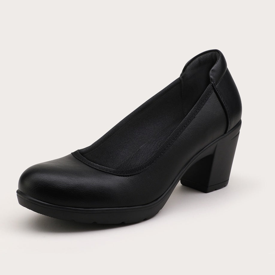 Women's Block Heel Pumps Work Shoes Office Lady Round Toe High Heels Dress Shoes, Women Shoes