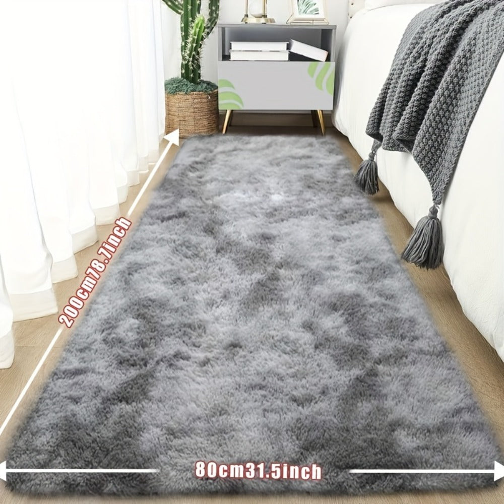 Tie-Dye Plush Fluffy Mat Absorbent Non-Slip – Luxury Soft Bathroom Rug for Living Room & Bedroom, Modern Home Decor Floor Mat, 31.5x78.7 in – Light Grey, Dark Gray, Light Pink, Bla - product image 3