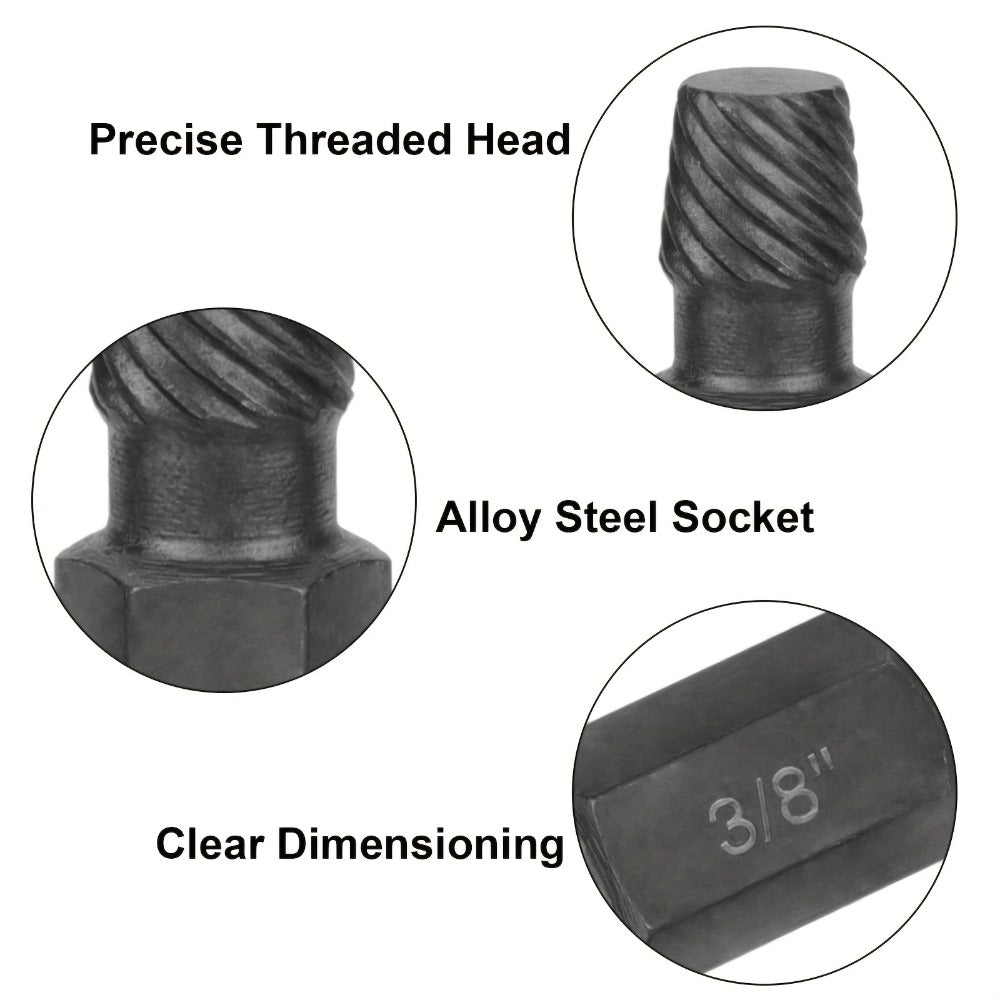 Screw Extractor Set 10pcs, 1/8" to 13/32" Broken Bolt Extractor Kit, Left-Handed Alloy Steel Nut & Stud Remover Tool for Stripped Screws, Bolts, Threaded Pipes & Fittings - product image 2