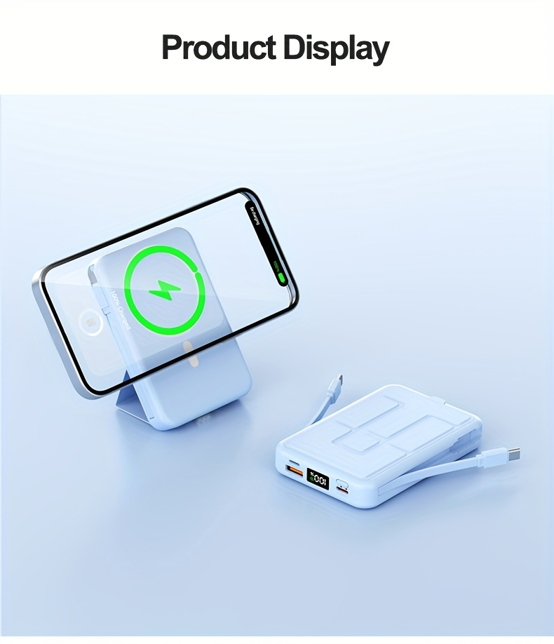 10000mAh Mobile Power, 22.W Magnetic Charging Treasure, Comes with Convenient Dual Cable, with LED Power Display, Stand Mobile Power, Can Charge 5 Devices At The Same Time, Comes w - product image 6