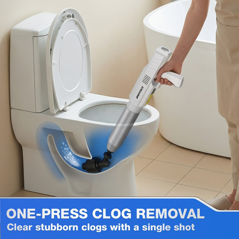 Electric Toilet Plunger 8V Cordless – High-Pressure Pneumatic Toilet Unclogger with Real-Time Pressure Display, Power Drain Opener for Clogged Toilets, Sinks & Floor Drains, Mess-F - product image 2
