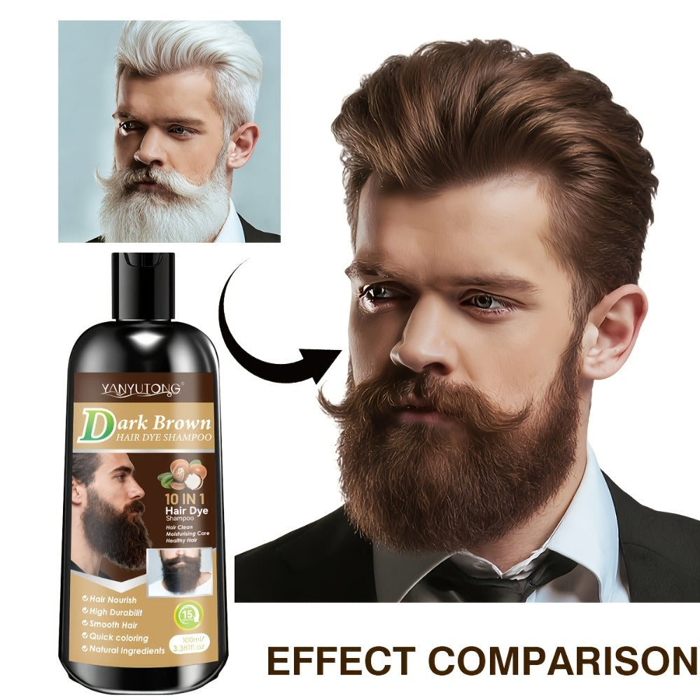 Color Shampoo for Beard & Hair — Natural Plant Dye Formula, Ammonia-Free Quick Gray Coverage, Gentle Scalp-Safe Conditioning Hair Color Shampoo | 3.38oz | Black, Dark Brown & Chest - product image 5