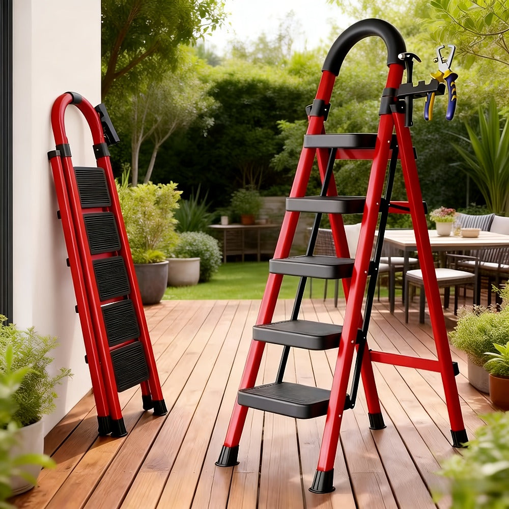 Folding Step Stool Ladder 500lbs Heavy Duty Steel with Anti-Slip Wide Treads & Handrails – Safety Lock, Portable Multi-Step Ladder for Home, Kitchen & Outdoor Use, Mini / Medium /  - product image 9
