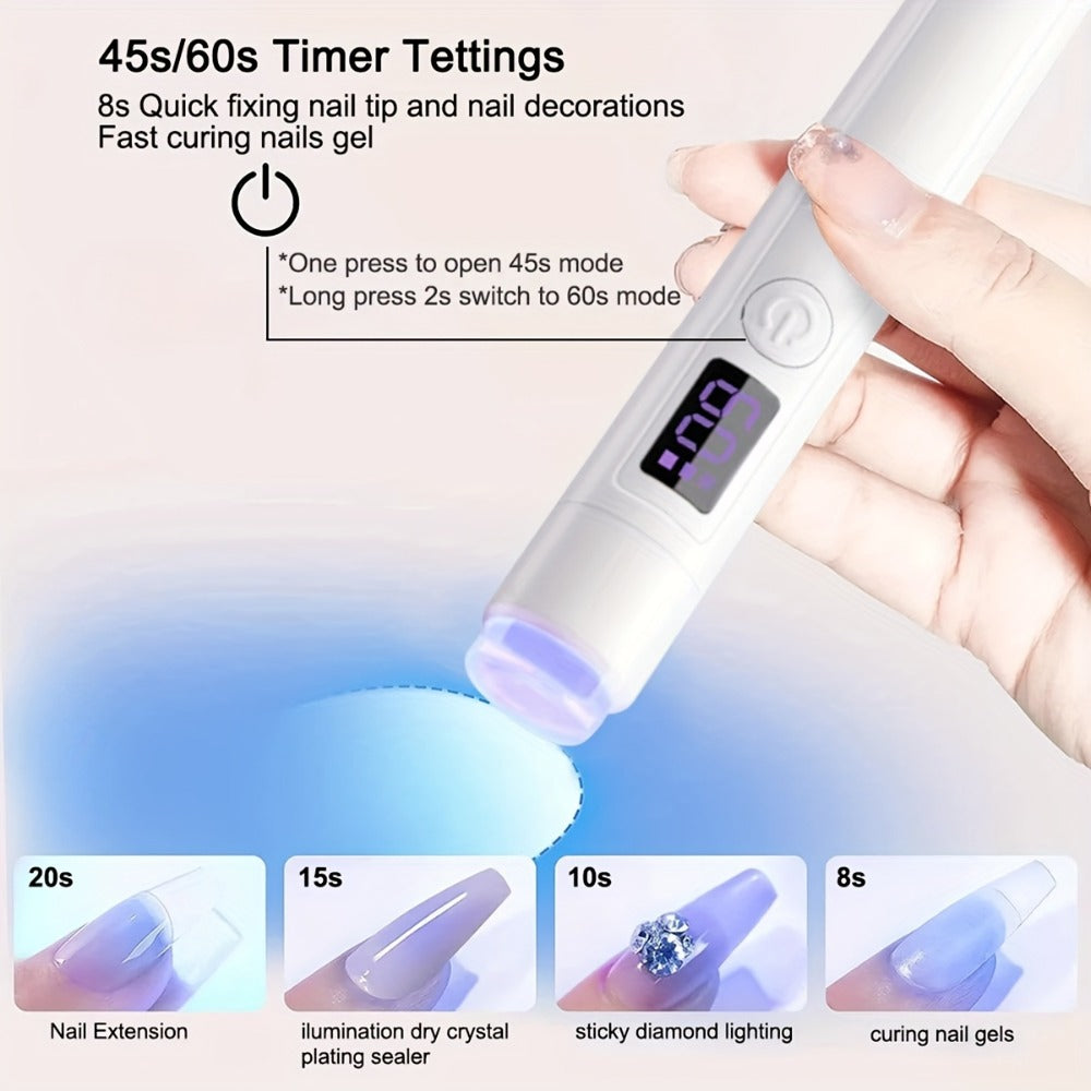 Gel Nail Lamp 360° Rotating Head with Digital Timer 45s/60s & Bonus Nail Stamp – USB Powered LED Gel Polish Curer with Condenser Lens for Home Manicure & Nail Art, White Pink - product image 7