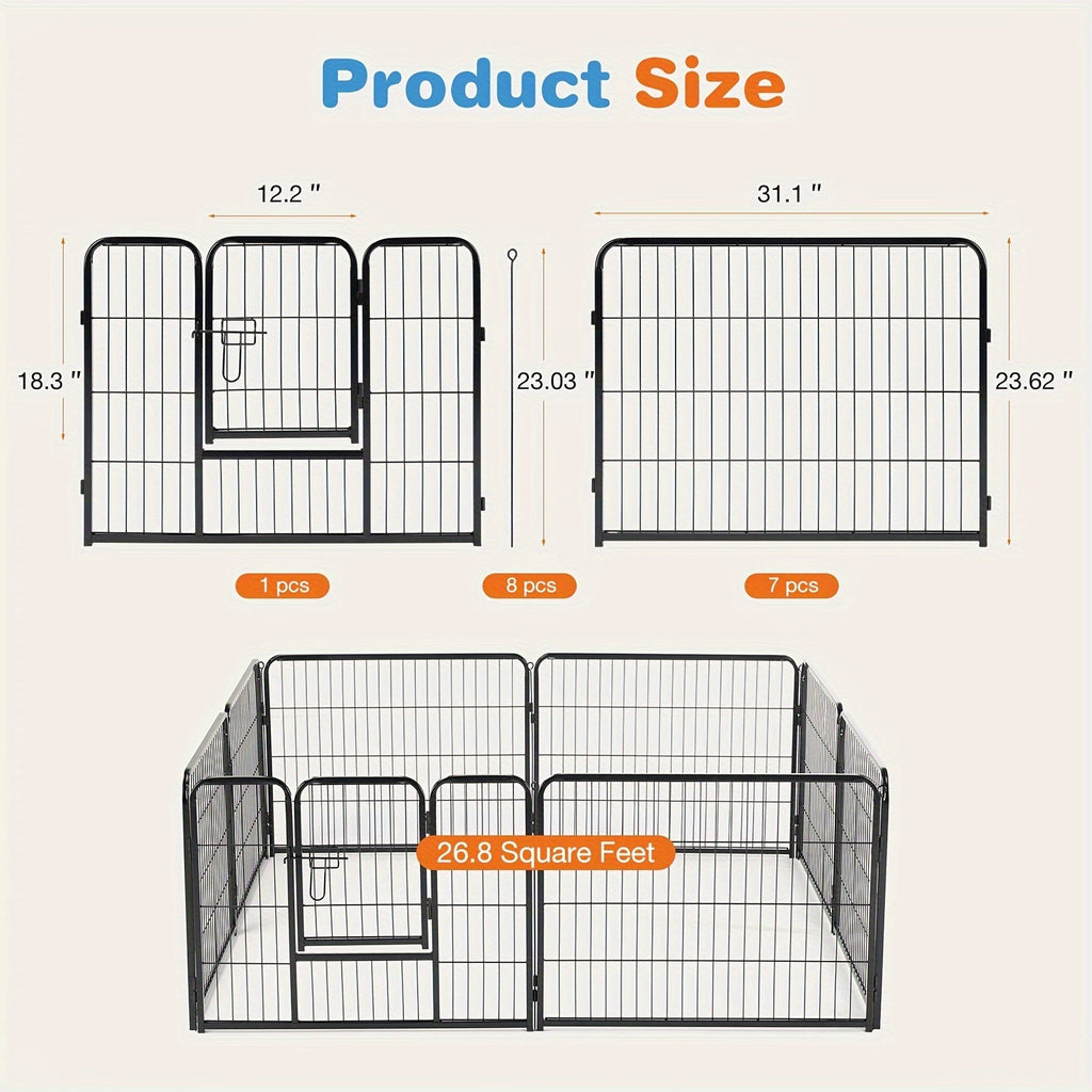 24 32 40 Inch Height Options for Small Medium Large Dogs & Puppies Sturdy Portable Enclosure – Pet Playpen Exercise Pen for Dogs 8 or 16 Panel Modular Indoor - product image 3