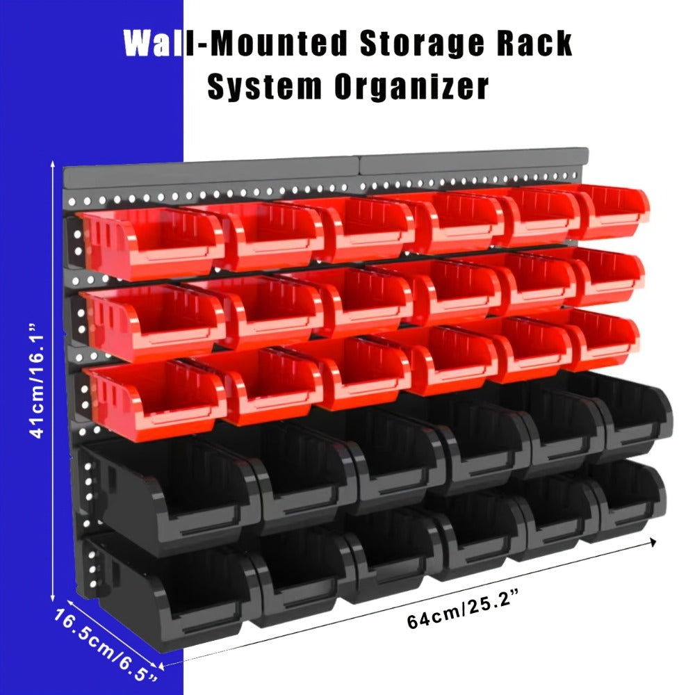 Wall Mounted Storage Bin Rack System – Heavy Duty Small Parts Organizer for Screws, Nuts, Bolts & Nails | Stackable Garage Workshop Tool Storage Rack | 30/60/90 Bins Hardware Organ - product image 9