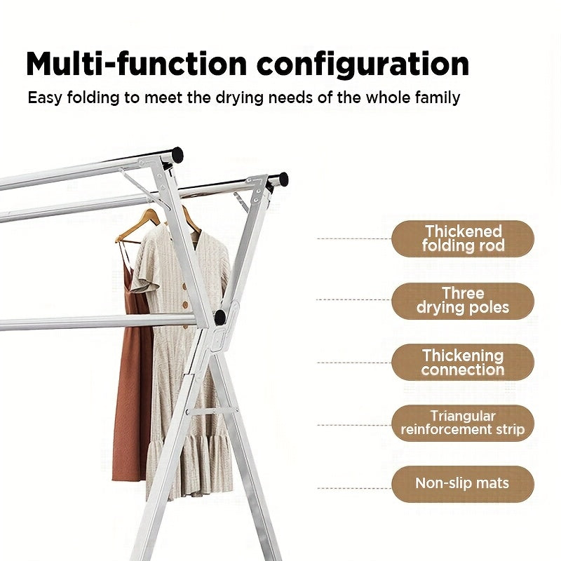 Clothes Drying Rack 63" and 78.7" Two Types, Retractable Length and Folding Outdoor Indoor Use Durable Metal Drying Rack, Drying Rack Clothing Collapsible - product image 8