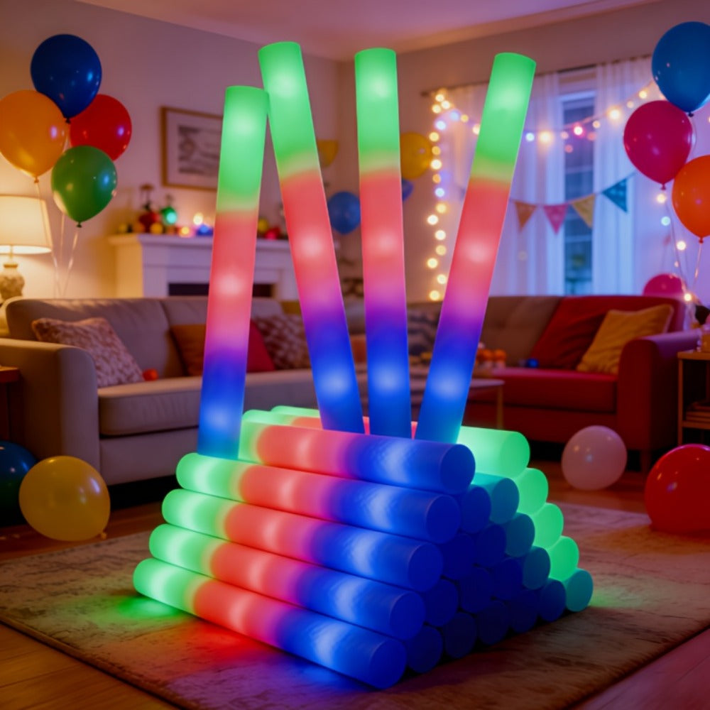 LED Light Up Foam Glow Wands 27/30 Pack | Multi-Color Flashing Glow Sticks for Party Supplies Weddings Birthdays Christmas Graduation Camping Outdoor Celebrations