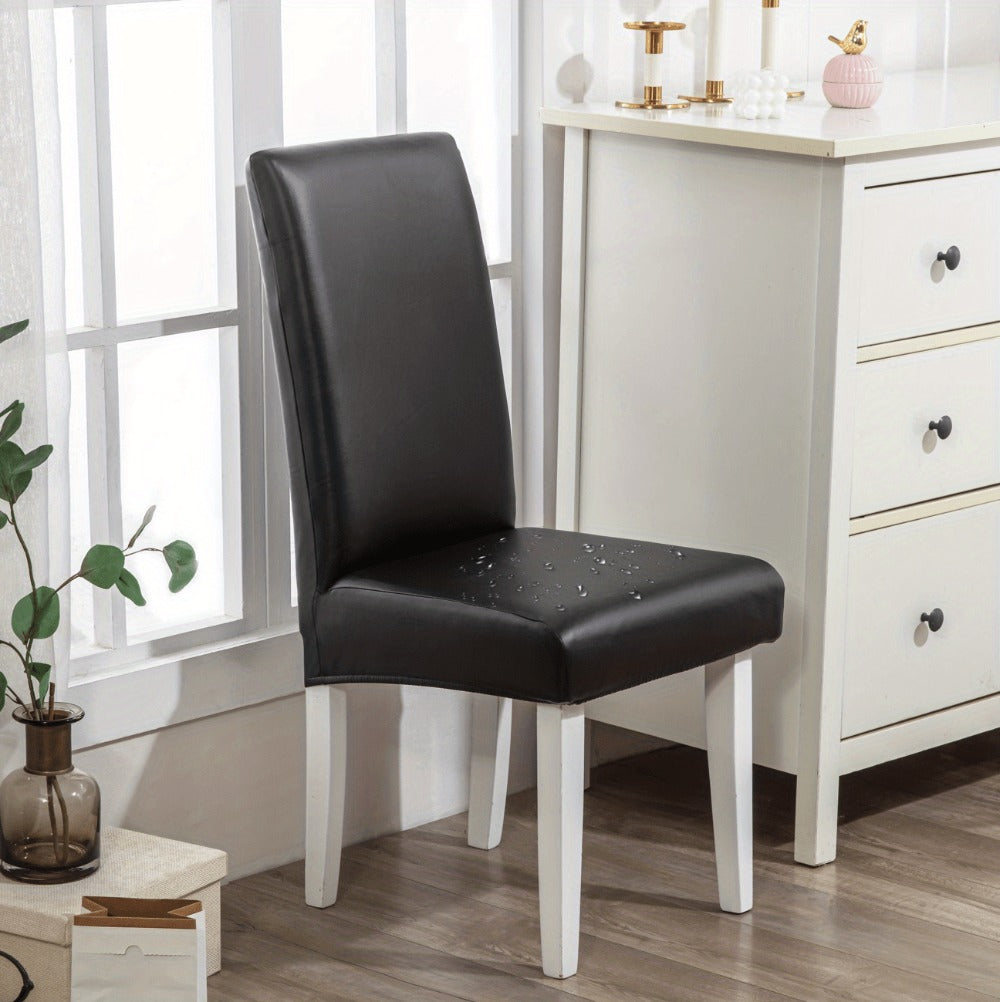 Dining Chair Covers Set of 4 6 Waterproof PU Leather Stretch Slipcover Oil Proof Universal Fit Chair Protector for Dining Room Kitchen Hotel Home Decor - 9 Colors - product image 21