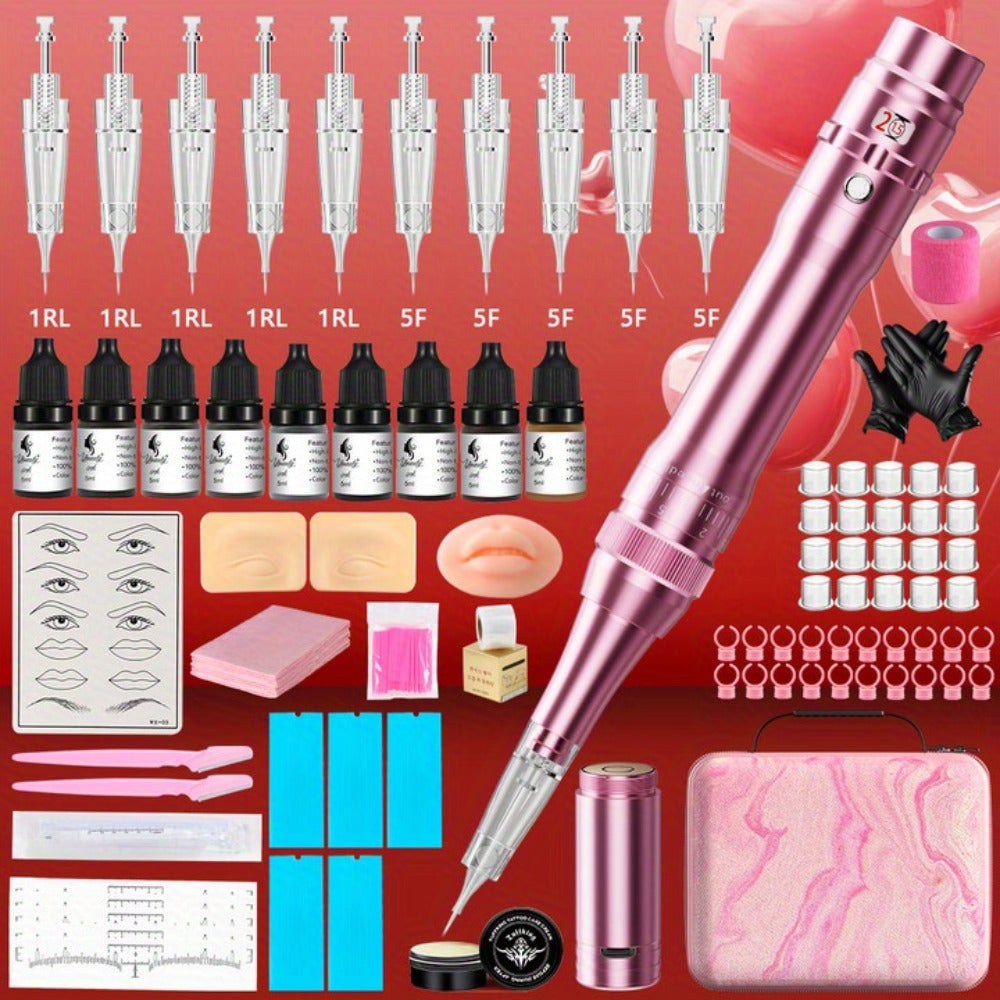 Permanent Eyebrow Tattoo Kit PMU Pen - Includes Tattoo Pen, Ink, Eyebrow & Lip Tattoo Needles, Practice Accessories, Complete Microblading Starter Set for Beginners & Enthusiasts,  - product image 9