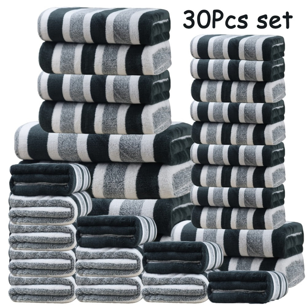 Bath Towel Set 30 Piece Coral Fleece Super Soft Quick Dry Fast Absorption Lightweight Large Wide Towels for Home Hotel Spa Gym Camping Christmas Gift Red Gray Green Navy Blue Purpl - product image 8