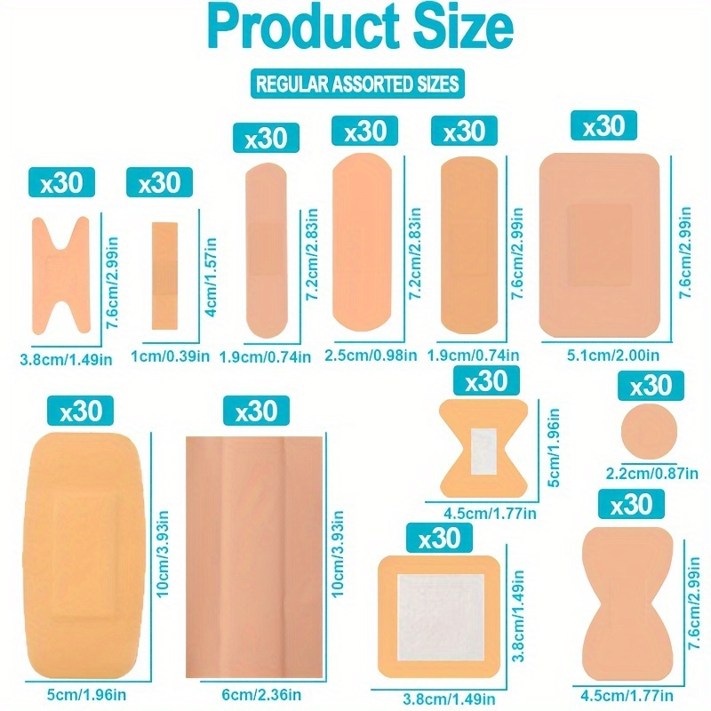 Adhesive Bandages 360pcs | Flexible Fabric Fingertip & Knuckle Bandages Set, Breathable Cloth Elastic First Aid Bandages in 12 Assorted Sizes, Spot Wound Care - product image 9
