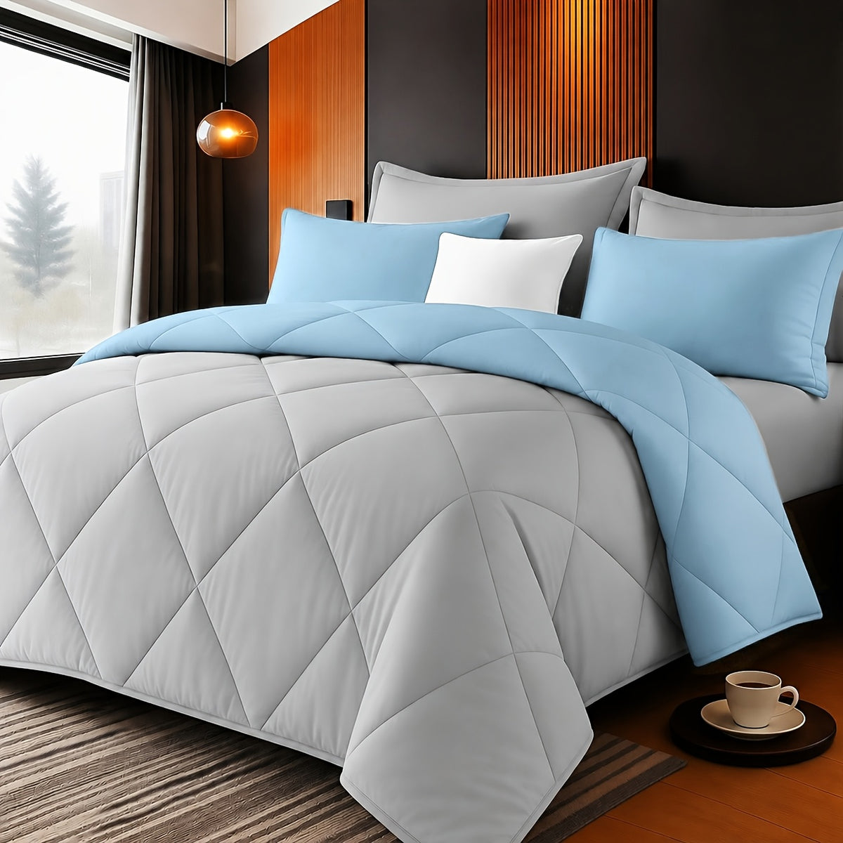3 pcs Solid Color Diamond Quilted Large and King Size Bedding, Soft, Comfortable, and Fluffy, with Microfiber Filling and Lightweight, Breathable Fabric, Easy - product image 8