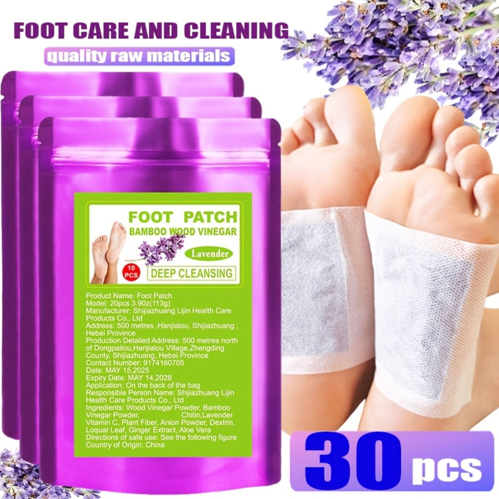 Detox Foot Patches with Bamboo Vinegar Ginger & Lavender — Natural Plant Formula Deep Cleansing Overnight Foot Pads, Moisturizing Soothing Foot Care for Tired Aching Feet, Home Spa - product image 4