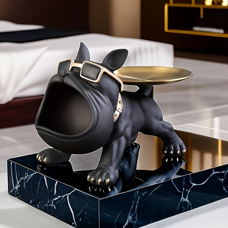 Resin Pug Bulldog Decorative Tray Statue | Dog Tray Organizer for Keys Jewelry Candy Earrings | Modern Art Home Decor Sculpture for Entryway Desk Office Dining Table | Unique Dog L - product image 11
