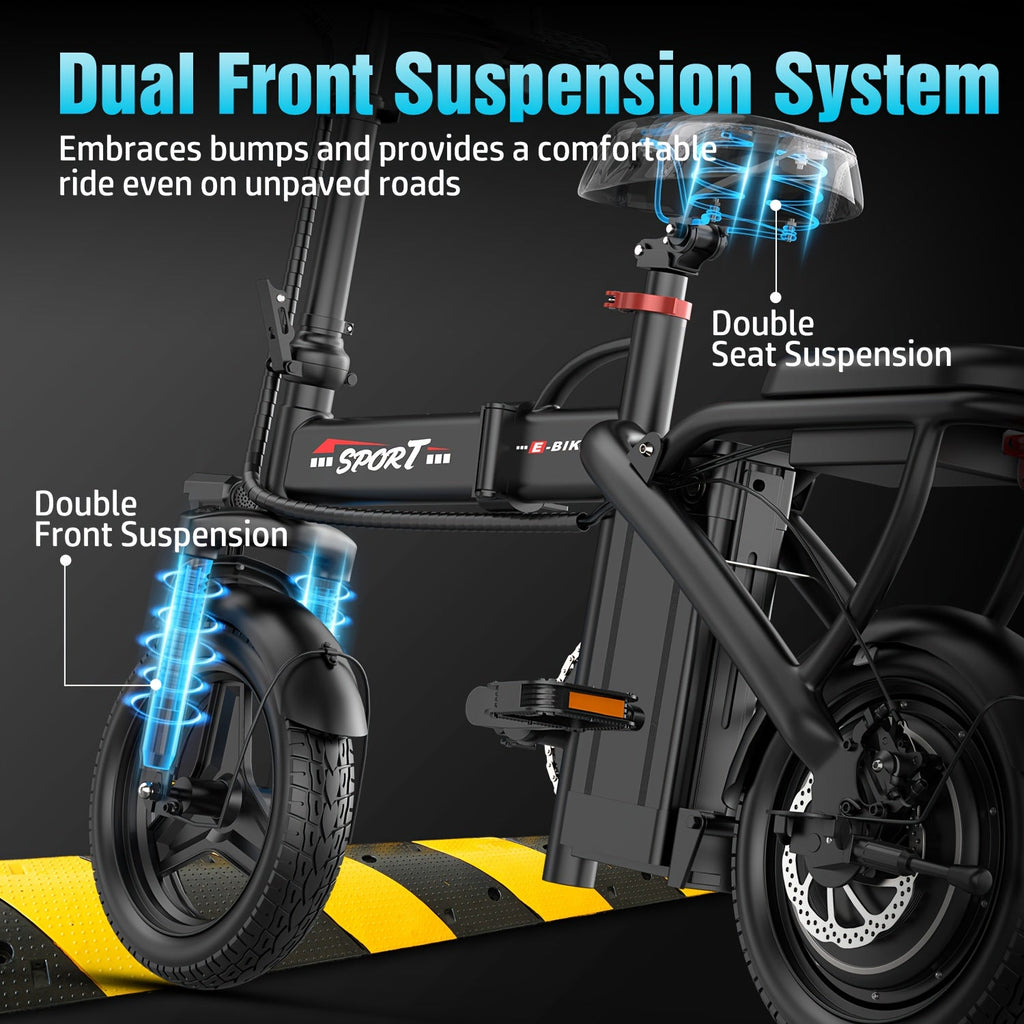 Commuter Electric Bike 14 Inch Folding E-Bike 650W Peak Motor 48V 10Ah Battery 25MPH 25-Mile Range Featherlight Mini Electric Bicycle for Adults - product image 3