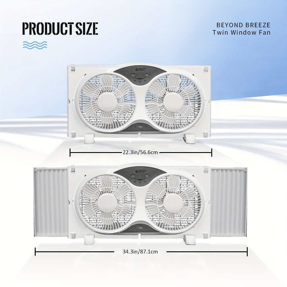Window Fan Twin 9-Inch with Remote Control, Reversible Airflow Blades In/Out Exchange, 3 Speed Settings, Built-In Extender Panels, Quiet Digital Window Fan for Bedroom Home Office, - product image 6