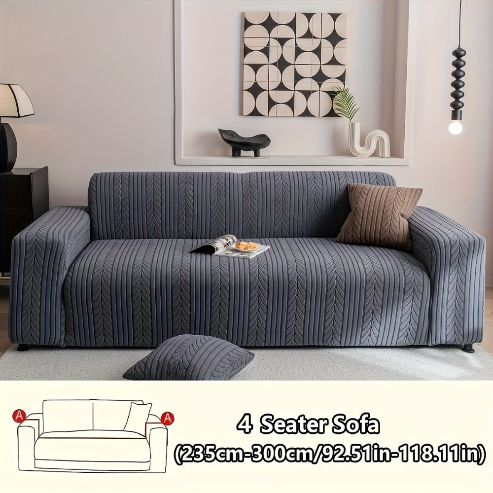 Sofa Cover Stretchy Washable Slipcover for 1 2 3 4 Seater Couch, Zigzag Textured Fabric, Scratch Slip Resistant Furniture Protector, Cream White Light Grey Dark Gray Coffee Brown - product image 18