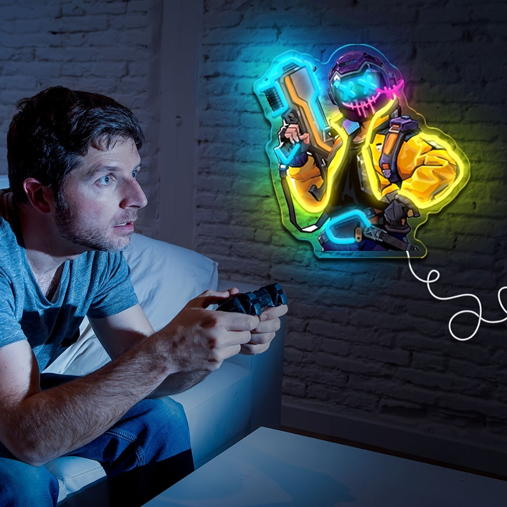 Neon Marksman LED Wall Art - UV Printed USB Powered Sniper Shooter Neon Sign for Game Room, Bar, Man Cave & Bedroom Wall Decor (Colorful / Yellow Sharpshooter) - product image 10