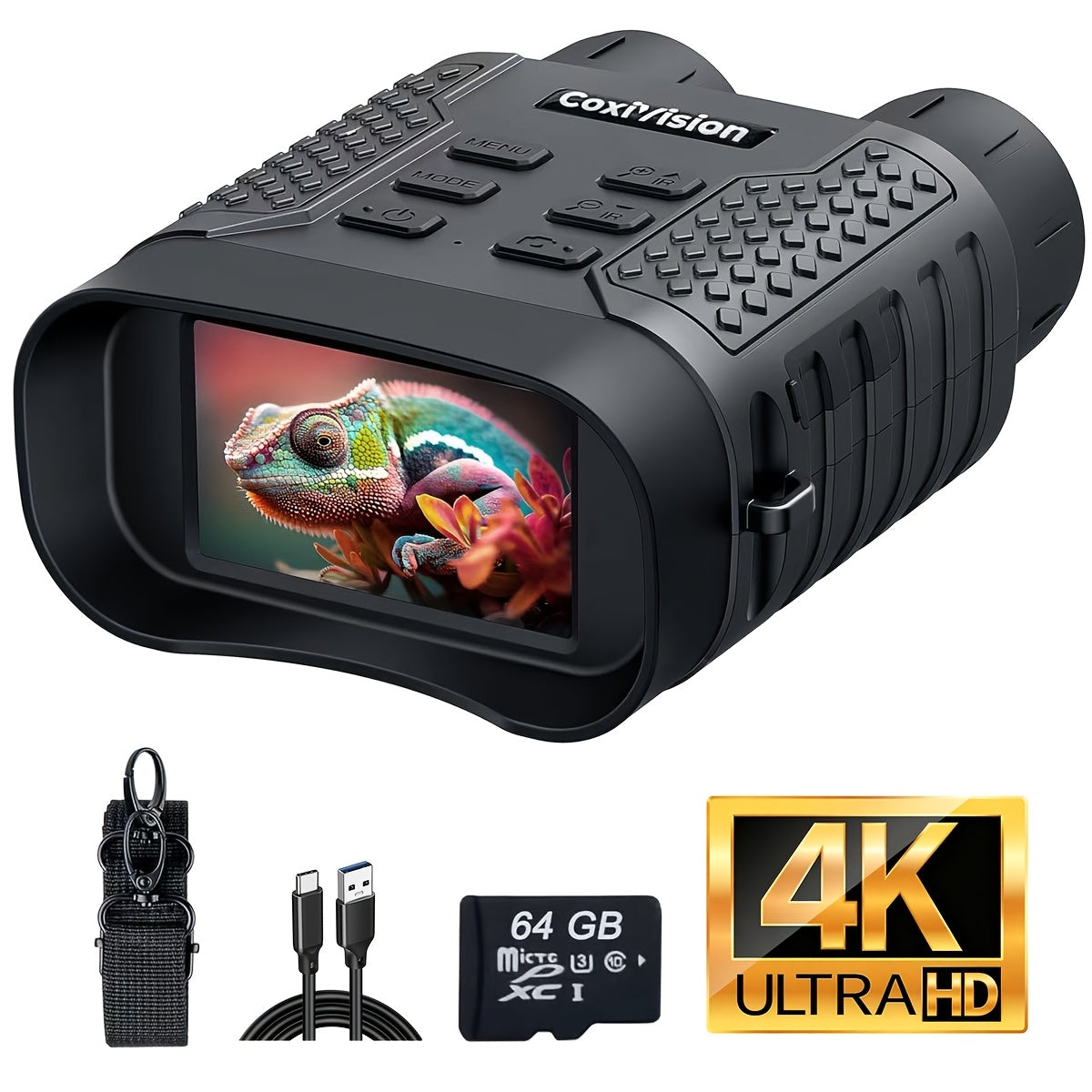 4K Night Vision Goggles for Adults, Upgraded 3.1" Large Screen & 4400mAh Rechargeable Battery, 4k Video & Photo, Suitable for Security, Hunting, and Camping - product image