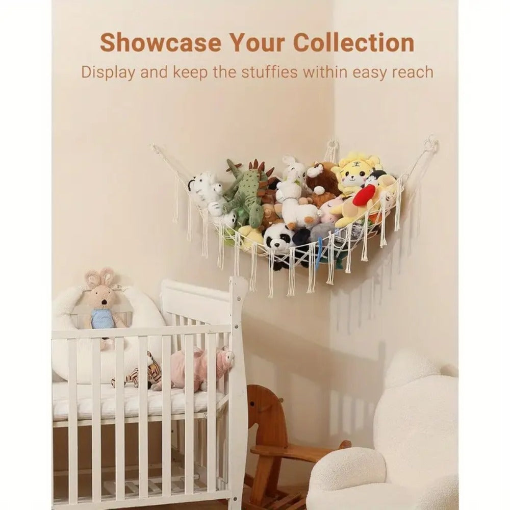 Stuffed Animal Storage Hammock with Lights Corner Hanging Toy Net Organizer for Nursery Bedroom Kids Room Decor Plush Toy Holder Christmas Halloween Easter Gift - product image 6