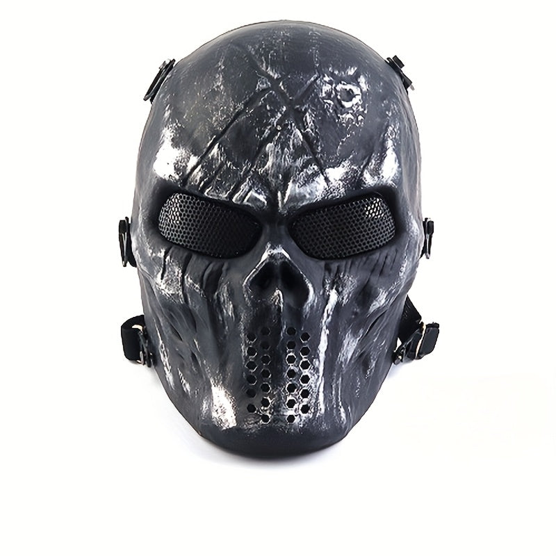 Outdoor Cycling Cosplay Themed Party Role Play Accessory, Silvery Grey | Skeleton Mask Halloween Costume Polyester Black White Camouflage Design for Adults - product image 8