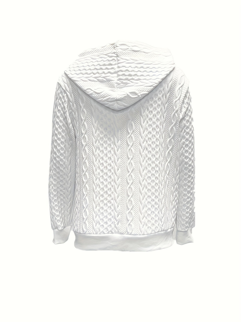 Ladies' Casual Solid Color Zipper Hooded Jacket With Pockets, Fashionable Long Sleeved Autumn and Winter Jacket, White Pilot Design, With Textured Details - product image 2