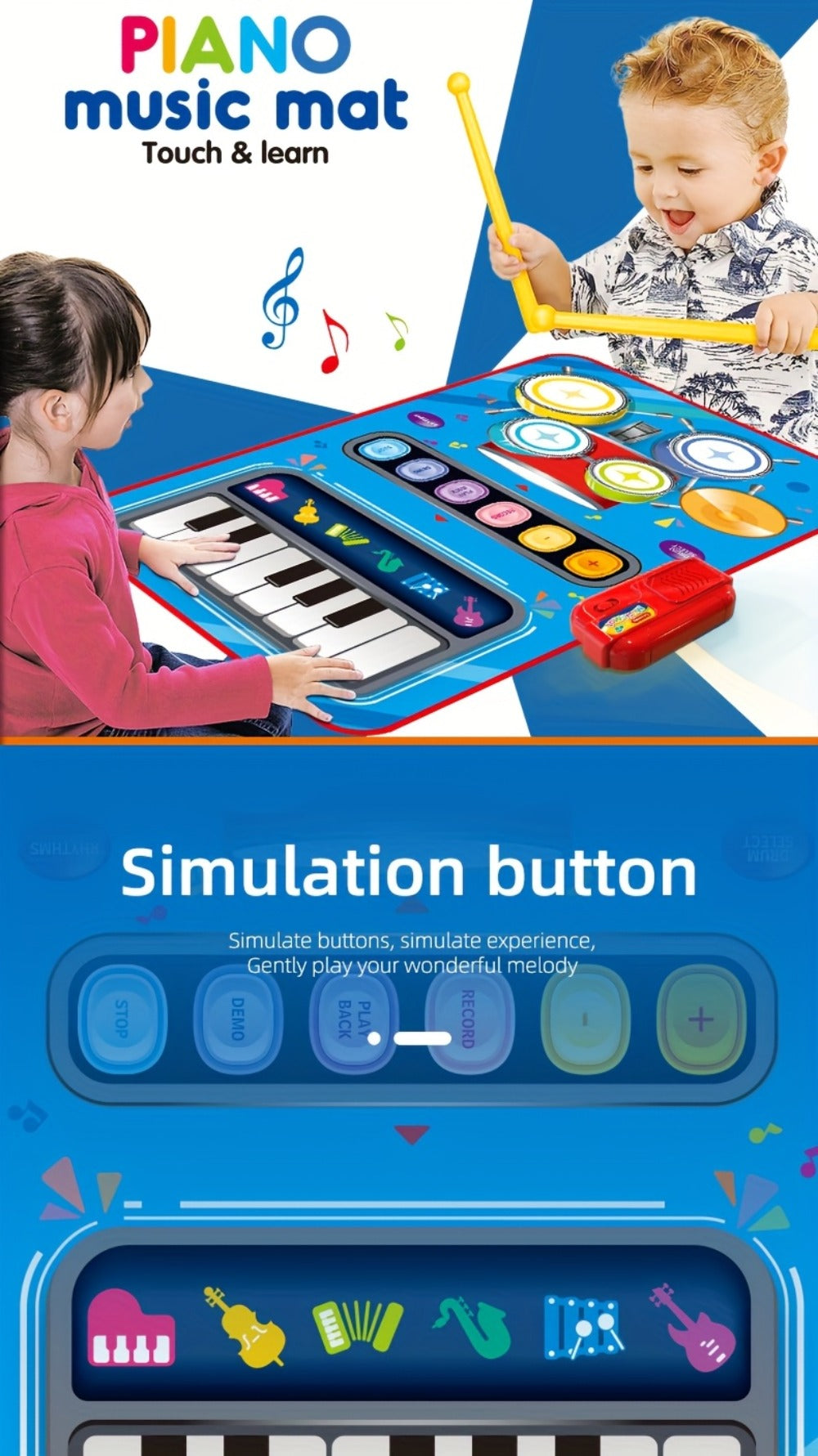Kids Electronic Drum Music Mat – Dance Drum Pad for Boys & Girls – Multifunctional Musical Toy for Skill Development & Family Bonding – Birthday Christmas - product image 8