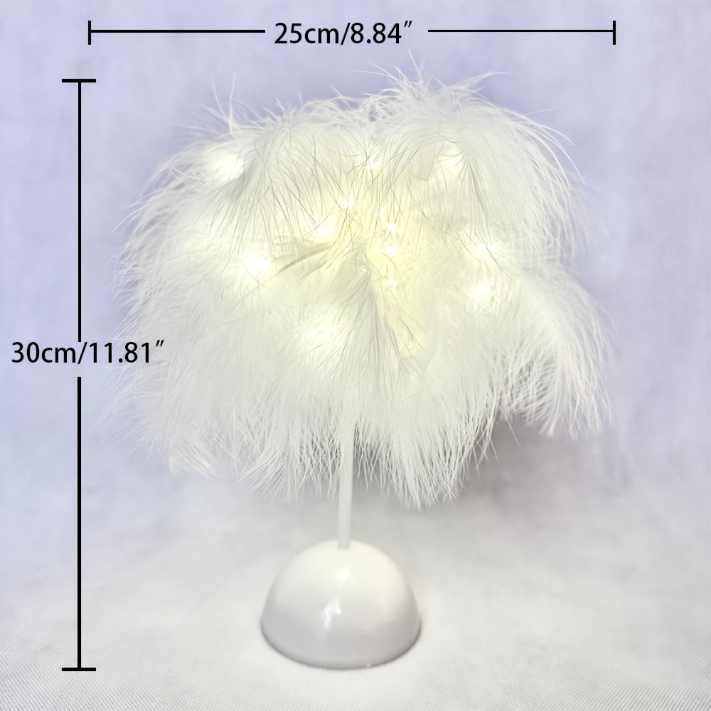 Feather LED Table Lamp – 40-Head Copper Wire Night Light, Romantic Atmosphere Lamp for Bedroom Living Room, Cute Desk Decor Light for Birthday Valentine's Day Gift (White / Pink, 1 - product image 2