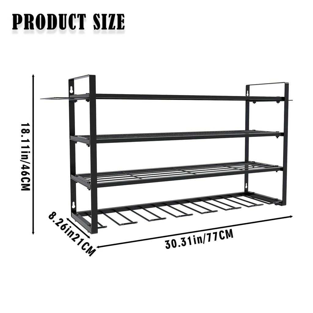 Power Tools Storage Rack, Wall Mount-150 Lb. (68 Kg) Load Bearing 3-story Storage Rack With 7 Bit Holders For Drilling Cordless Tools, Heavy-duty Iron Garage - product image 5