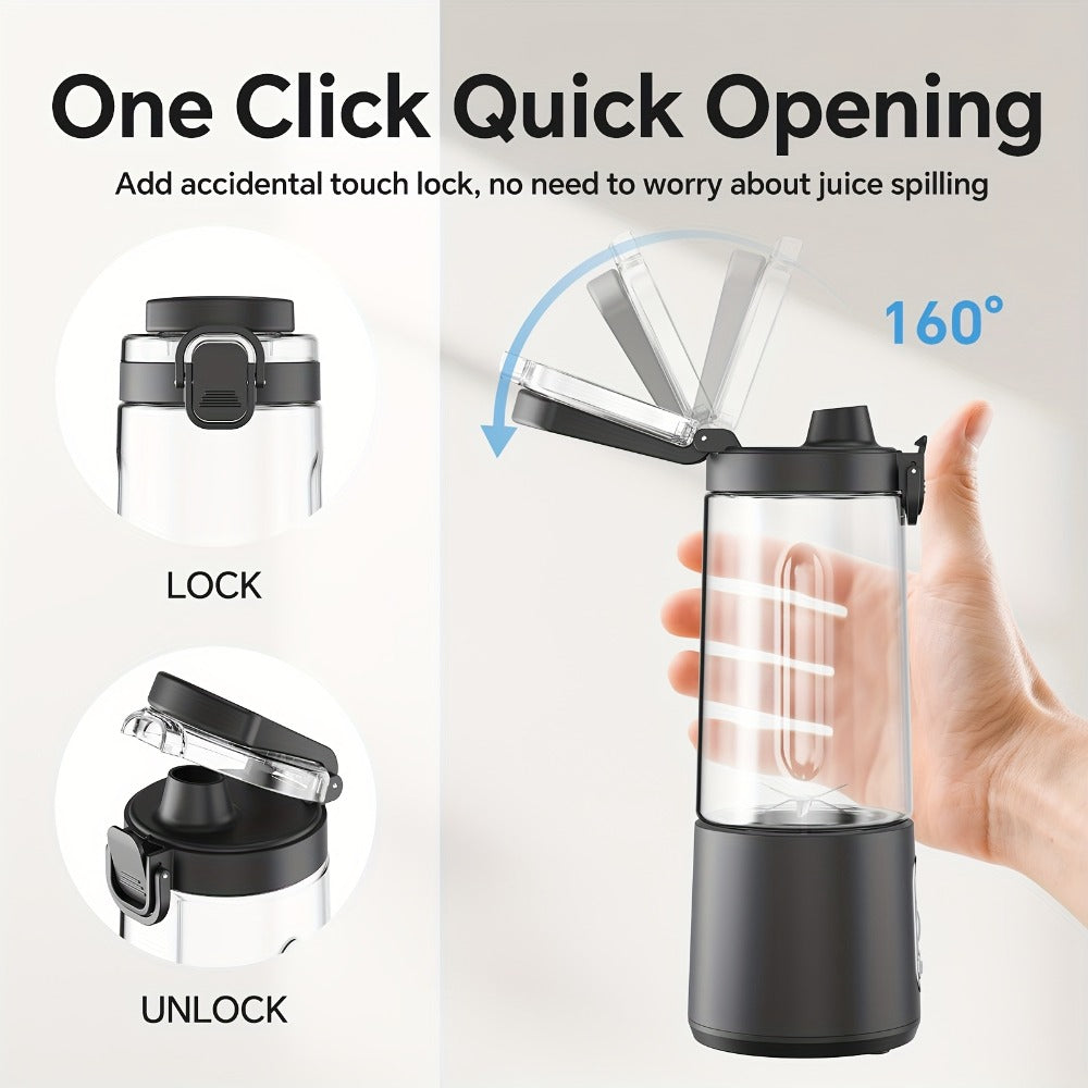 Portable Smoothie Blender USB-C Fast Charge 6-Blade Stainless Steel – Digital Timer Battery Display High-Speed Ice Crush No-Spill Lid | Protein Shake Gym Travel Blender in Black Pi - product image 11