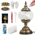 Moroccan Table Lamp Handmade DIY Turkish Lamp Dimmable Glass Metal Brass Bohemian Bedside Night Light with Remote for Bedroom Living Room Office Vintage Boho Home Decor Gift Multip - product image 21
