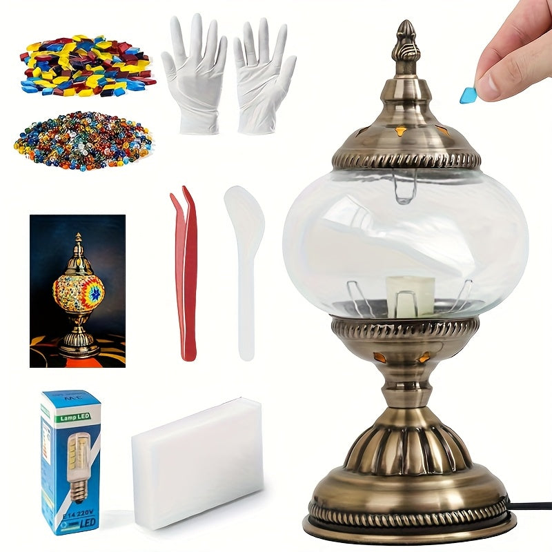 Moroccan Table Lamp Handmade DIY Turkish Lamp Dimmable Glass Metal Brass Bohemian Bedside Night Light with Remote for Bedroom Living Room Office Vintage Boho Home Decor Gift Multip - product image 21