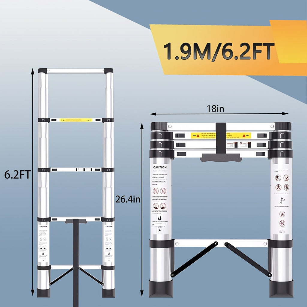 Telescoping Extension Ladder Aluminum Heavy Duty 330 LBS – 6.5 / 8.5 / 10.5 / 12.5 FT Folding Telescopic Ladder, Easy Store, Multi-Purpose for Roof Repair, Painting, Gutter Cleanin - product image 15