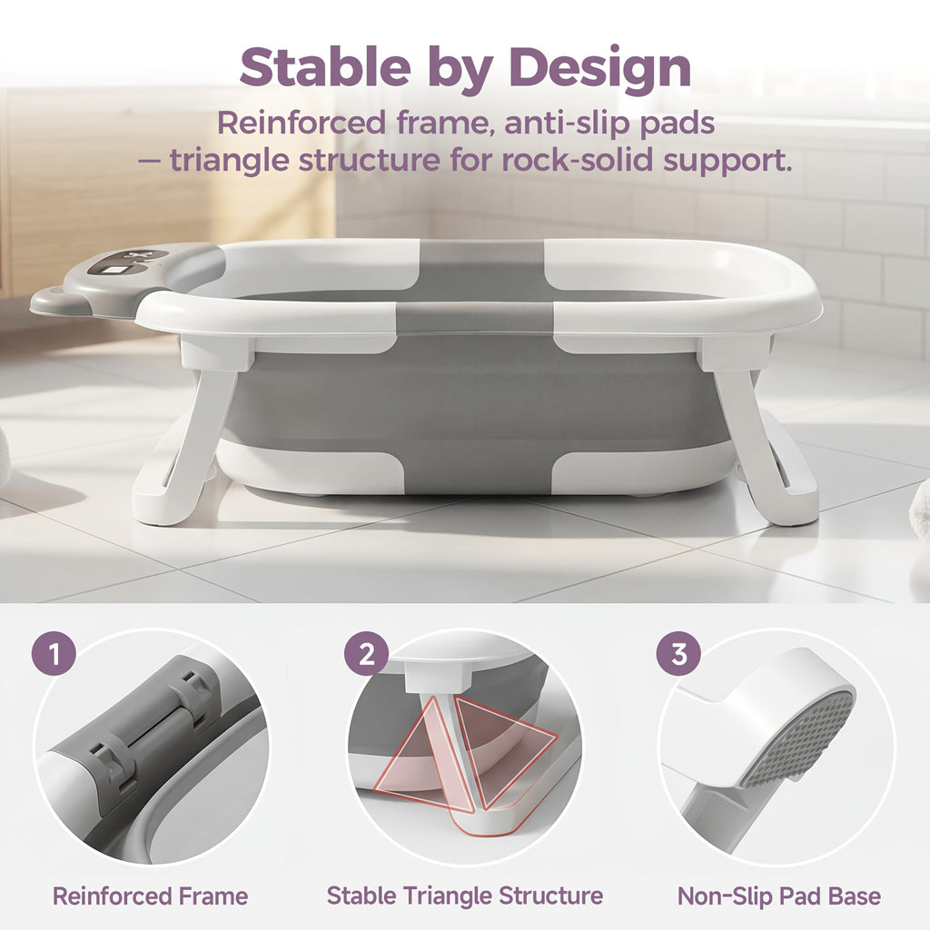 Foldable Bathtub, Foldable Baby Bathtub With Soft Cushion and Thermometer, Non-slip, Portable Travel Bathtub, Includes Soft Floatation Cushion, Durable and - product image 6