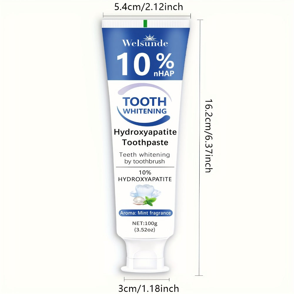 Nano Hydroxyapatite Toothpaste 2-Pack 10% HAp European Formula — Remineralizes Enamel, Deep Cleans & Whitens, Fluoride-Free, Gentle on Gums, Minty Fresh Breath, 100g/3.52oz Each - product image 4