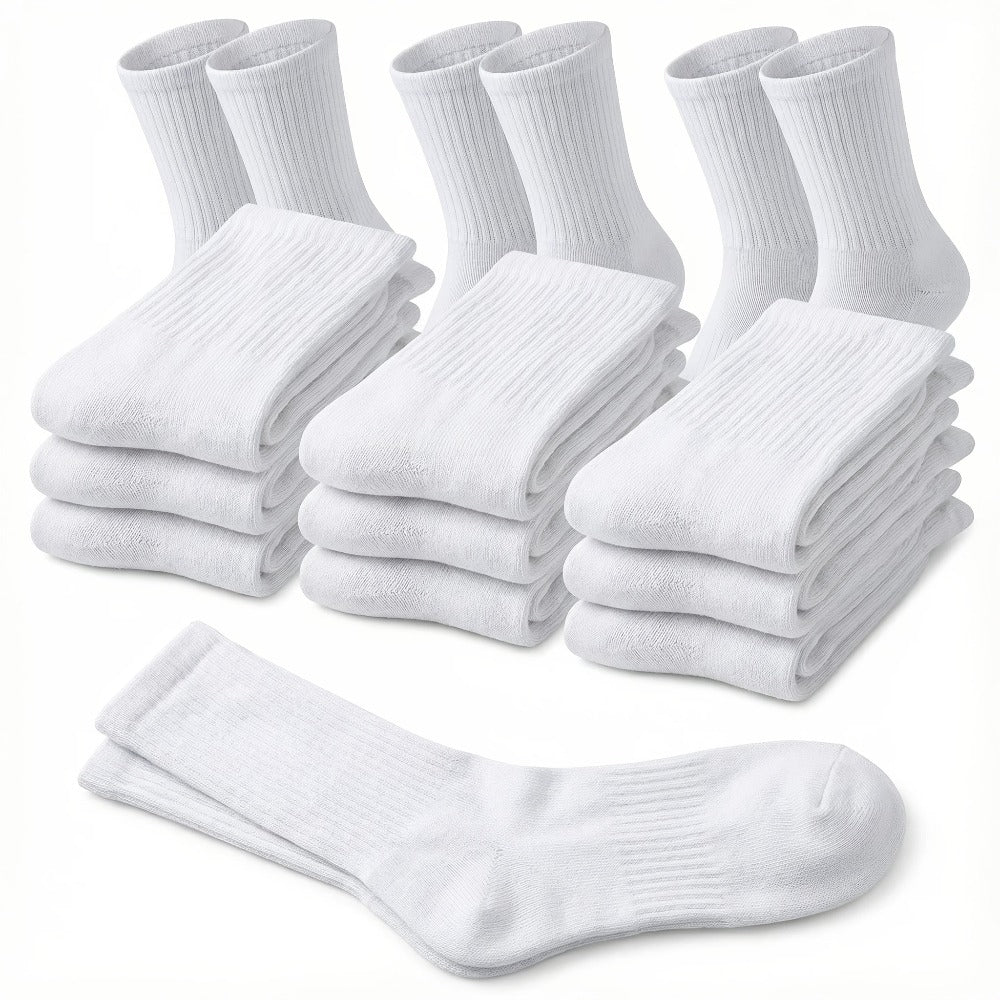 Multicolor Diabetic Crew Socks 12 Pairs Cotton Non-Binding Neuropathy Seamless Cushioned Loose Fit for Men Women Sensitive Feet Edema White Black Grey Size 9-11 10-13 - product image 8