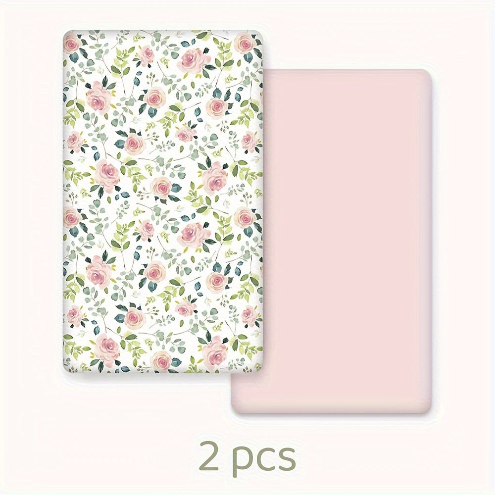 Fitted Sheet 2 Pack Super Soft Microfiber Mattress Cover Cute Animal Flower Pattern Pink Flower Whale Deer Home Travel Machine Washable Unisex Christmas Gift - product image 14