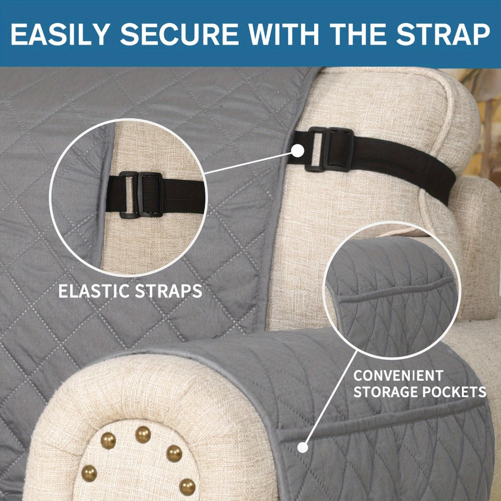 Sofa Slipcover 5-Layer Quilted Thick Sofa Cover Protector Elastic Strap Non-Slip Washable Pet Friendly Universal Fit 3 4 Seater Couch Cover for Living Room - 10 Colors - product image 4