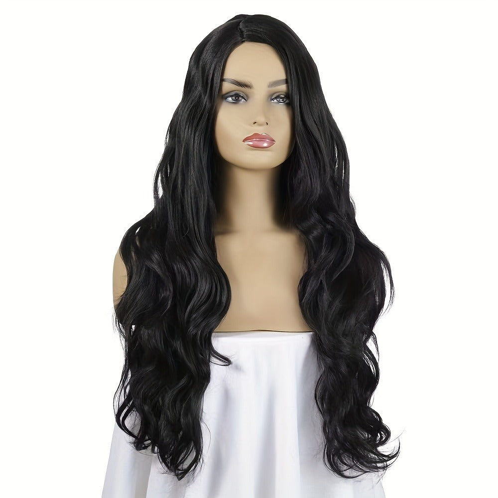 Headband Wig Curly Hair 28 Inch Long Wavy Big Wave Dark Brown Black Synthetic Heat Resistant | Fluffy Pompadour Party Wedding Cosplay Slip On Women Wig - product image 9