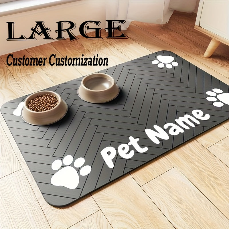 Anti-Slip Waterproof Quick-Dry Paw Print Dog & Cat Bowl Pad, Stain-Resistant with Bone Pattern, 3 Styles, 11.81x15.75 Inch – Pet Feeding Mat - product image