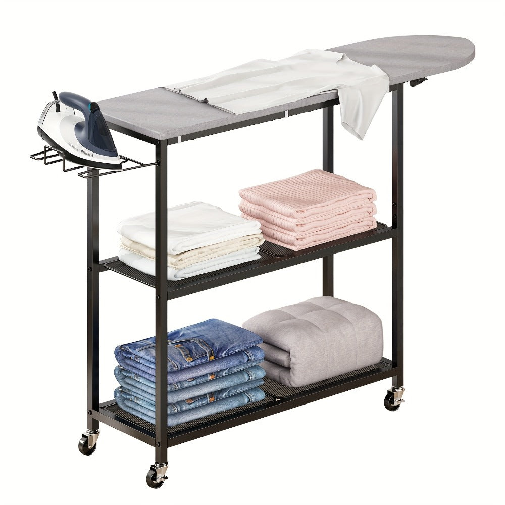 3-Tier Ironing Board Cart with Wheels – Rolling Laundry Station with Multi-Layer Storage Shelves for Living Room, Bedroom & Outdoor Use - product image 2