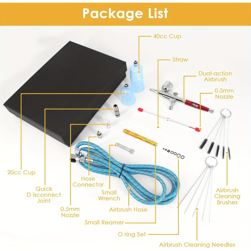 Airbrush Kit Dual-Action Gravity Feed — 0.3mm & 0.5mm Needle Sets, 7cc 20cc 40cc Cups, Complete Air Brush Gun Set for Nails, Makeup, Cake Decorating, Tattoo & Model Painting - product image 9