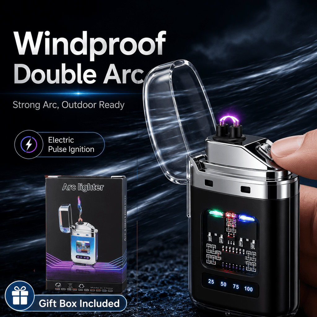 USB-C Rechargeable Plasma Lighter, Windproof Flameless Double Arc Electric Lighter with LED Battery Display, Transparent Portable Lighter for Candles, Camping - product image 11