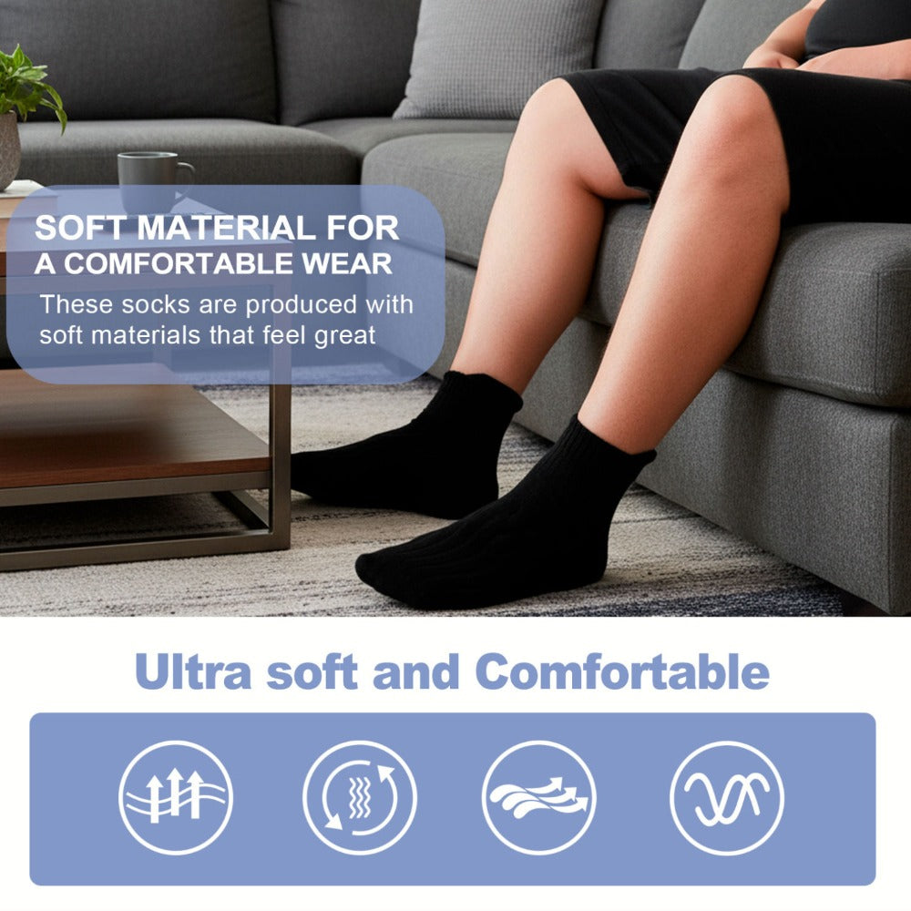 Diabetic Socks for Men & Women, 12 Pairs Non-Binding Wide Top Ankle Socks with Extra Cushioned Sole, Seamless Toe, Soft Cotton Comfort Socks for Sensitive Feet, Black & White - product image 6