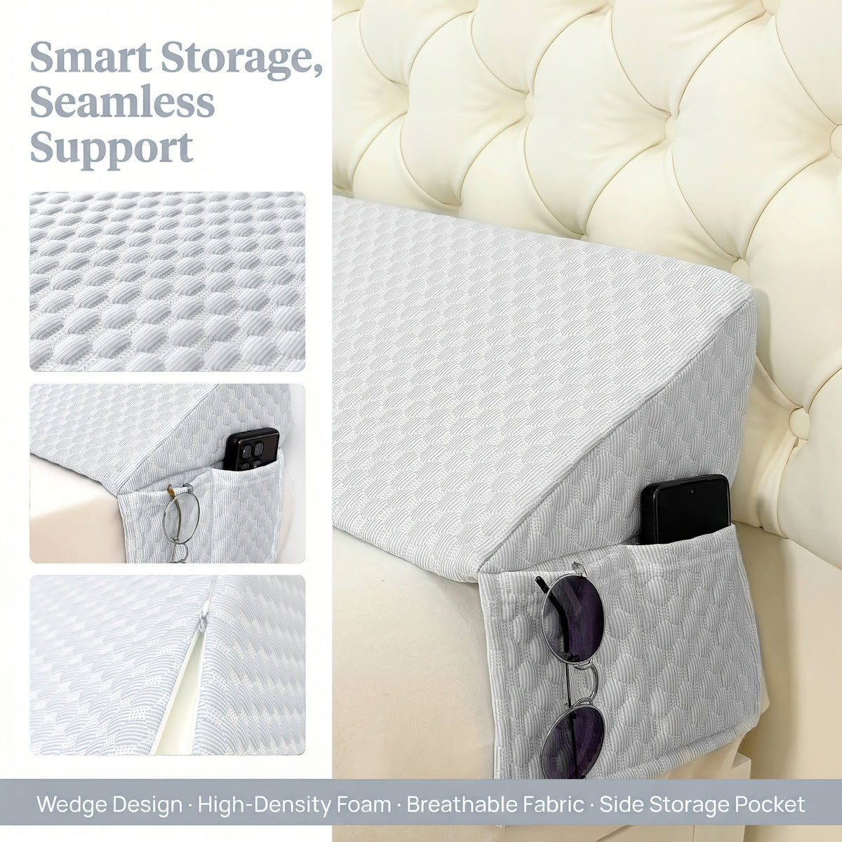 Bed Wedge Pillow - Bed Gap Filler Mattress Wedge Headboard Pillow Close The Gap 0-7" Between Your Headboard and Mattress Or Wall for Sleeping Backrest Pillow - product image 10