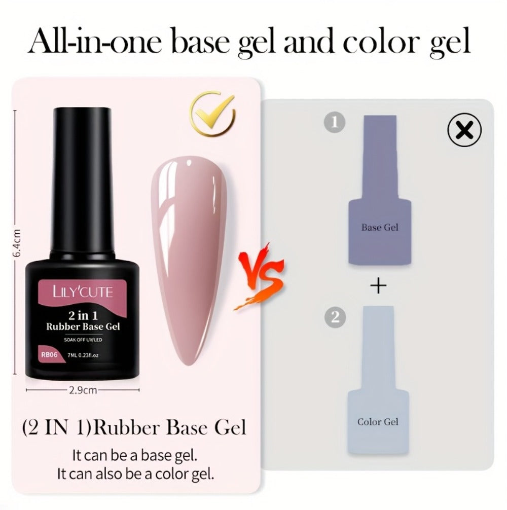 Rubber Base Gel Polish Set 6pcs Nude Pink 2-in-1 Builder Base Coat – Self-Leveling Soak Off UV LED Semi-Permanent Long-Lasting Gel Manicure Kit 0.24oz Each for DIY & Salon Nail Art - product image 17
